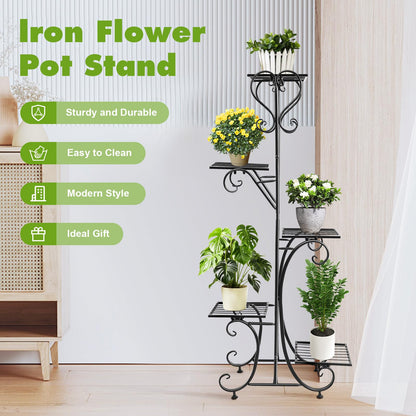 XUANIIIL Metal Plant Stand 5 Tier Outdoor Indoor Display Storage Holder Heavy Duty Corner Plant Shelf Planter Display Rack for Home & Garden