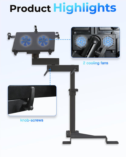 SPIRRELAB Truck Laptop Mount Fit for Ford F150, F350, F250, F550, No-Drilling Truck Computer Mount Holder for Laptop up to 17"