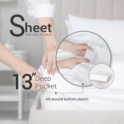 Linen Closet Luxury Cotton Blend 3-Piece Sheet Set, Twin XL, Light Gray
