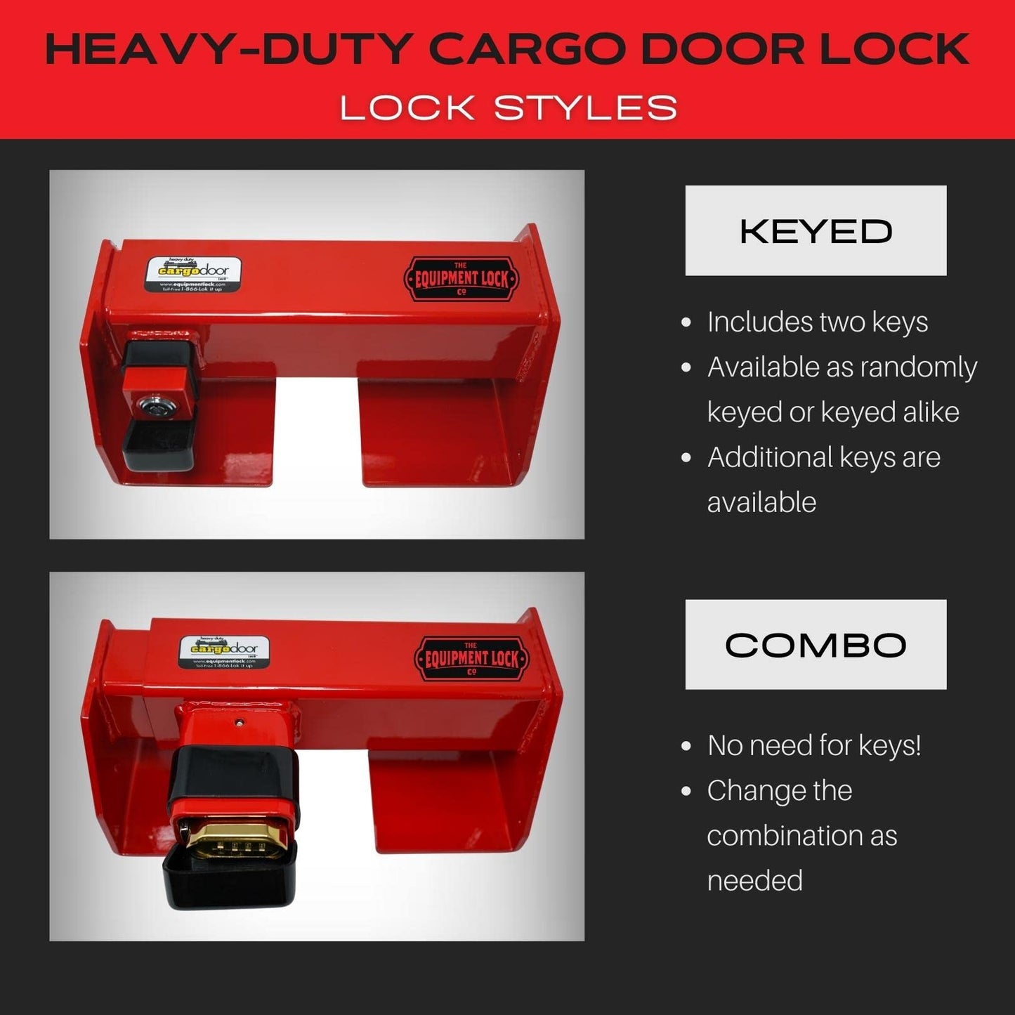 Equipment Lock Heavy Duty Cargo Door Lock - Powder Coated Steel Shipping Container Lock - Maximum Security Semi Trailer Door Lock - Semi Truck Accessories and Trailer Security (Combination)