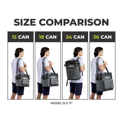 CORE Magnetic Leak Proof 36 Can Soft Cooler with Waterproof Zipper | Insulated Bag Portable Ice Chest Box | Best Soft Cooler for Food & Beverages for Tailgating, Car Camping, and Family Beach Picnics
