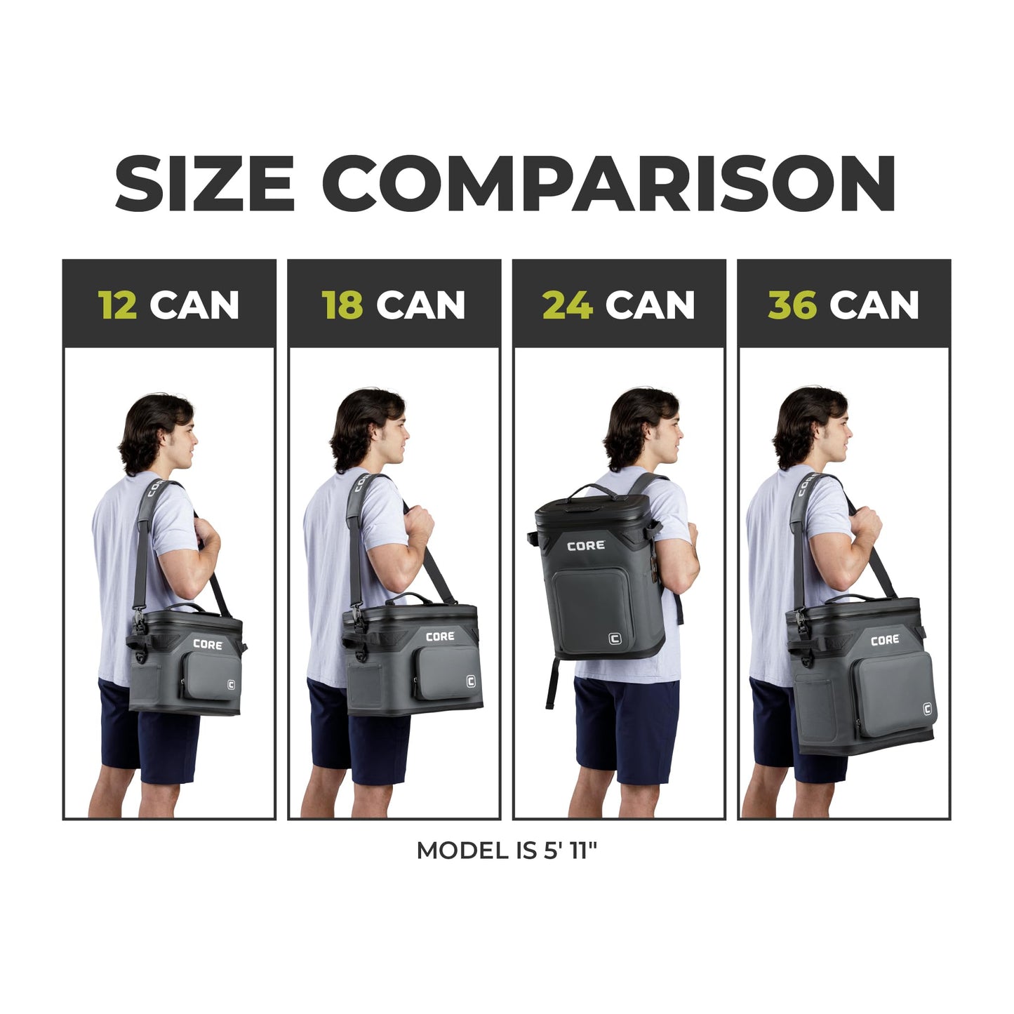 CORE Magnetic Leak Proof 18 Can Soft Cooler with Waterproof Zipper | Insulated Bag Portable Ice Chest Box | Best Soft Cooler for Food & Beverages for Tailgating, Car Camping, and Family Beach Picnics