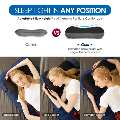 Hikenture Ultralight Inflatable Pillow with Removable Cove and 4" Thick Self Inflating Sleeping Pad with Electric Pump Set
