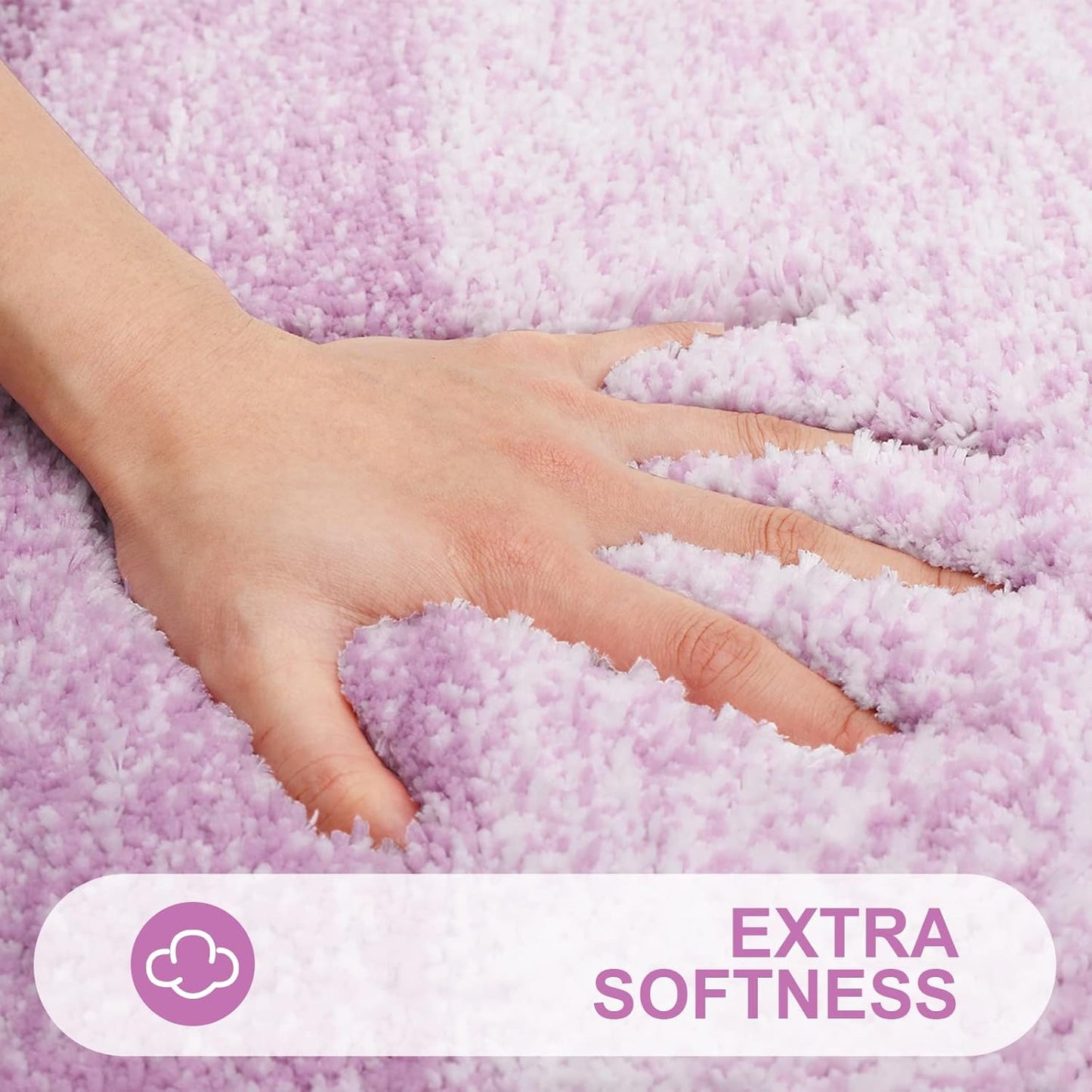 OLANLY Luxury U-Shaped Toilet Rugs - Extra Soft, Absorbent Microfiber Bath Mat | 24x24, Pinkish-Purple