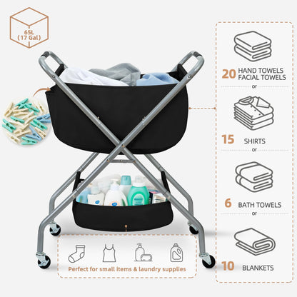 STORAGE MANIAC Outdoor Umbrella Drying Rack + 2 Tier Collapsible Laundry Cart