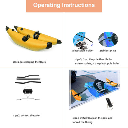 ZAWELIYO PVC Inflatable Kayak ger Portable Kayak Stabilizers Balancing Canoe ger Kitwith Sidekick Arms Rod Balancing Boat Accessory (Yellow)