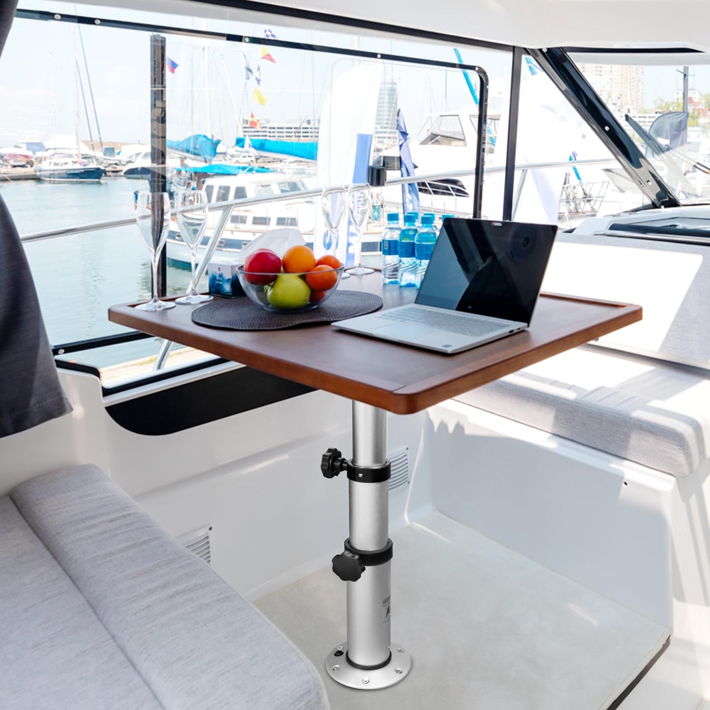 HWHongRV 3 Levels Adjustable RV Boat Table Pedestal, Detachable Aluminum Alloy RV Table Legs Stand Base Telescoping Mount Frame 17-29 Inch Height Range for RV Marine Boat Marine Yacht