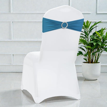 MDS Spandex Chair Sashes - Premium Stretch Covers with Buckle Slider for Weddings & Events | Dark Teal - Pack of 75