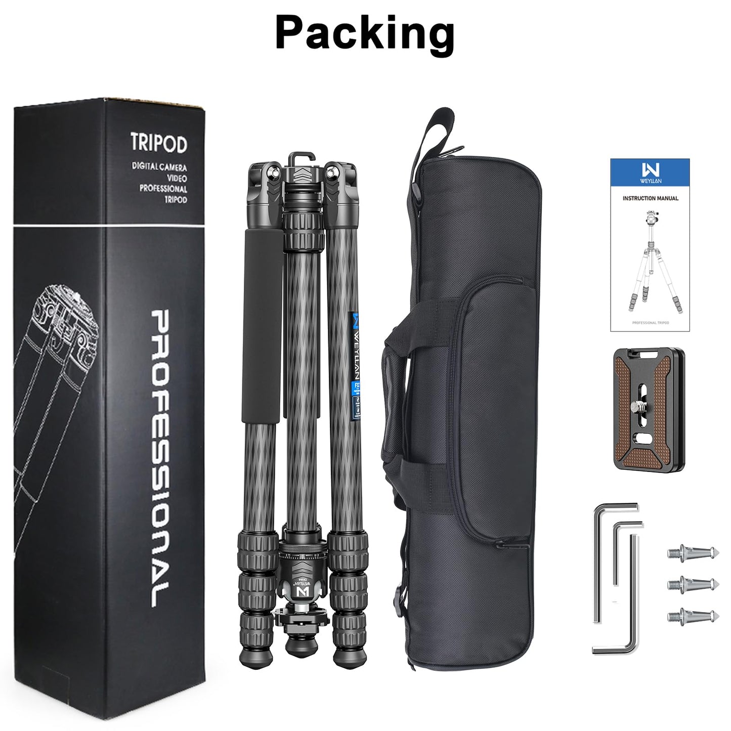 72.6'' Carbon Fiber Tripod Camera Monopod WEYLLAN Heavy Duty Tripod for Camera, 32.5mm Tube, Professional Camera Tripod with 44mm Arca Low Profile Ball Head, DSLR Stand for Telescope, Camcorder