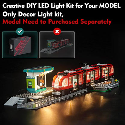 LED Light Kit Compatible with Lego 60423 Downtown Streetcar and Station (No Models Only Light) Creative Lighting Set Accessories Compatible with Lego 60423 Set