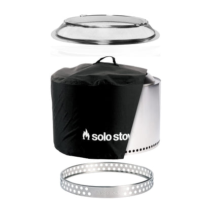 Solo Stove Yukon Big Yard Bundle 2.0 | Incl. Yukon Smokeless Fire Pit with Stand, Shelter, Shield, Portable for Wood Burning, Removable Ash Pan, Stainless Steel, H: 19.8in x Dia: 27in, 50.85lbs