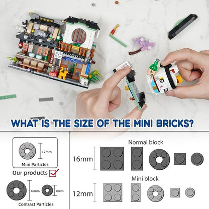 Japanese Street View Izakaya Shop Mini Building Blocks MOC Creative Cute Japanese Toys Model Set 809 PCS Simulation Architecture Construction Toy Gift for Adults Kids Girls Boys 6-12