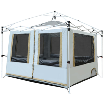 REDCAMP Canopy Camping Tent for Pop Up Canopy, Inner Tent with Mesh Window, Converts Straight Leg 10ft Canopy into Camping Shelter, Fits 4-6 Person, Khaki White(Frame/Shelter NOT Included)