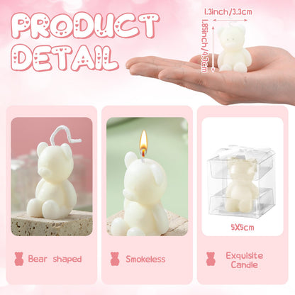 Hoolerry 30 Pcs Baby Shower Favors Mini Bear Candles Party Favors with Boxes Handmade Bear Shaped Candles Bulk for Baby Shower Boys Girls Wedding Gender Reveal Party Guest (White)