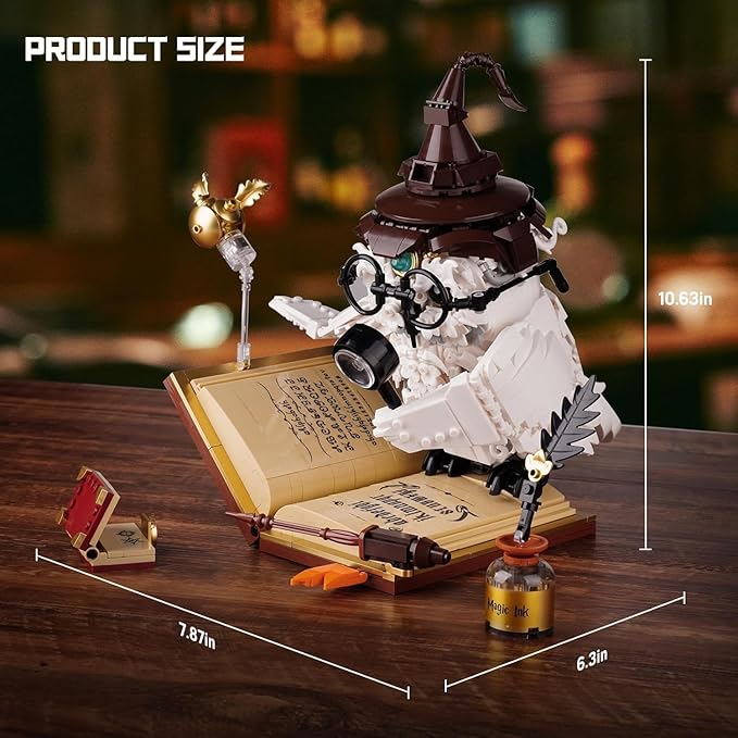 Ideas Magic World Owl Building Set Compatible with Lego Animal MOC Potter Toy with 1162 PCS Collectible Harry Bird Model with Light Effect for Adults Fans for Boys and Girls Aged 8+
