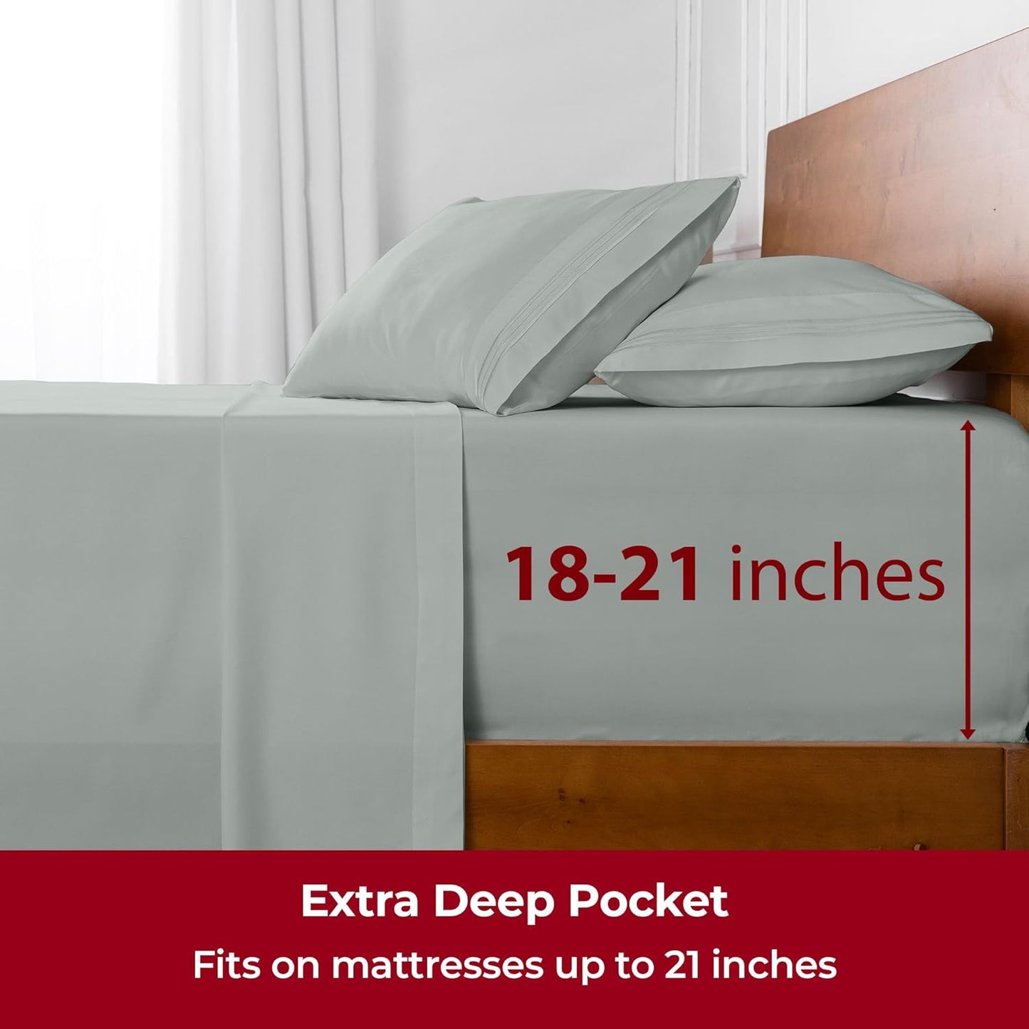 Mellanni Extra Deep California King Sheets - Hotel Luxury, Ultra Soft & Cooling - 4 PC Set in Spa Mint