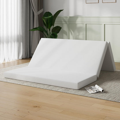 Novilla Foldable Mattress Topper, Queen Size Comfort Foam Trifold Mattress with Cloud Design Cover, 4 Inch Folding Mattress for Back Pain Relief, Suitable for Camping, RV Travel, 80"x60"x4"