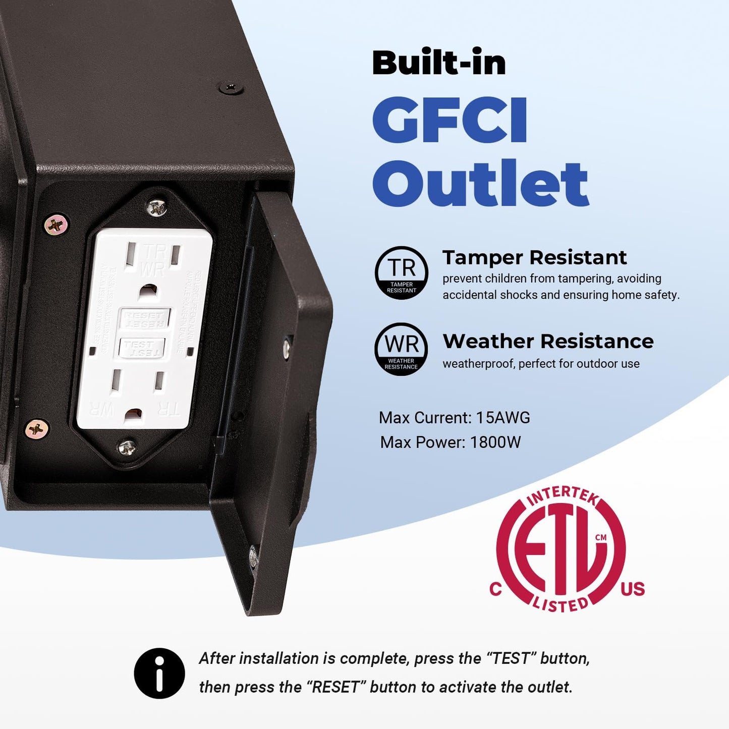 OPAXIS Wall Mount Exterior Lighting Fixture with Motion Sensor, GFCI Outlet, Aluminum, 1-Pack, Oil Rubbed Bronze Gold Trim, Model P81611