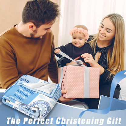 HEIFAM Baptism Gifts for Boys Girls, Baptismal Gift Blanket, Christian Present for Boys Girls, Religious Birthday Baptism Christening Gift, Godson Gifts from Godmother, 40''x50''