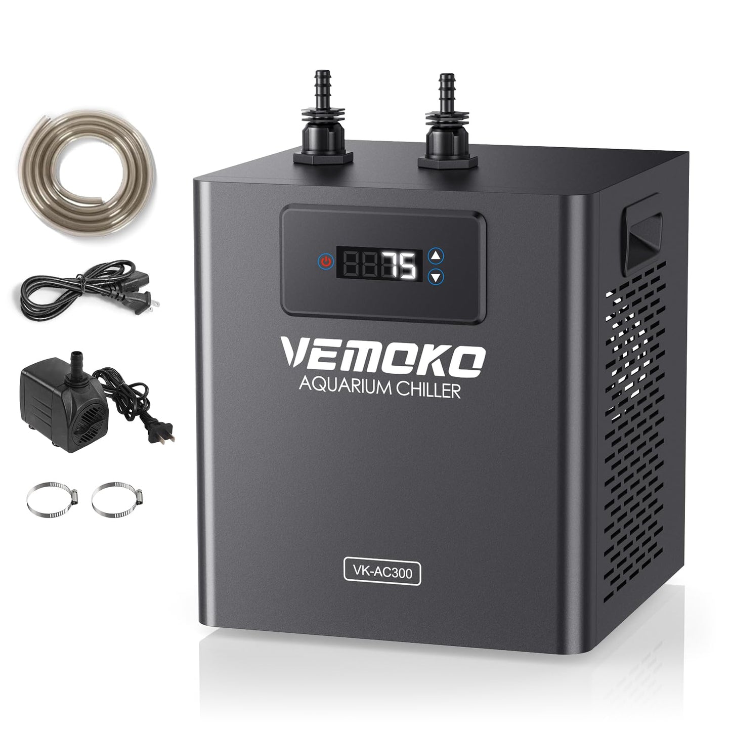 VEMOKO Aquarium Chiller 79 GAL - Water Chiller for Aquarium 1/3 HP Energy Efficient Fish Tank Water Chiller for Axolotl, Coral, Jellyfish, Freshwater & Saltwater Quiet Cold Plunge Chiller 300L