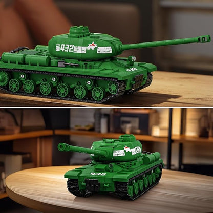 Brihappen Tanks Building Set for Adult Boys (1402 Pieces) Military World Classic is-2 Heavy Tank Blocks Toy Home Office Collection Model Birthday Gifts for Building Blocks Lover