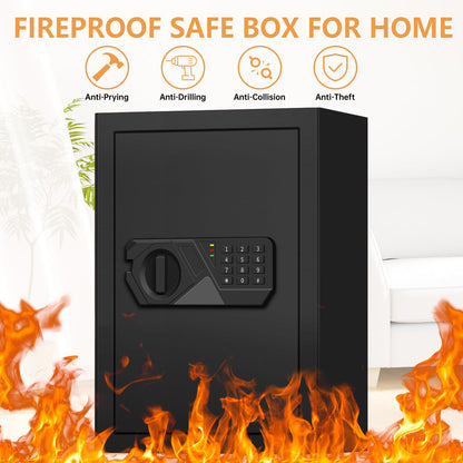 3.4 Cubic Feet Large Safes for Home Use Fire and Water proof, Digital Security Safe with Key and Combination, Home Safes Water and Fireproof for Firearm Medicine Money Valuables