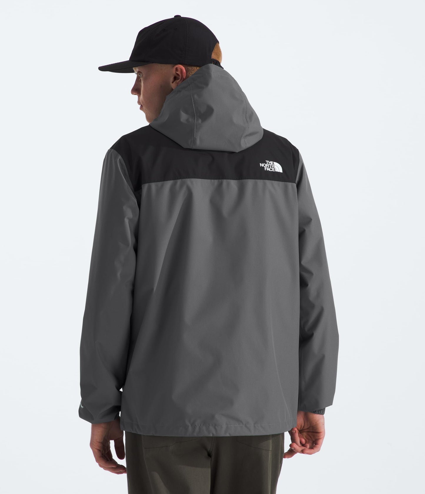 The North Face Men's Antora Jacket (Standard & Big Size) - Waterproof & Windproof Rain Coat, Secure Zip Hand Pockets, Smoked Pearl/TNF Black-NPF, Medium