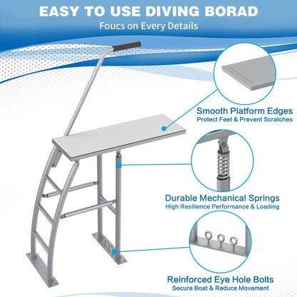 THOOUM 41.3" Dock/Boat/Deck Diving Board Platform with Hand Rail, Heavy Duty Boarding Platform with Foam Pad Surface for Diving