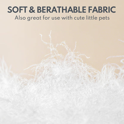 Down Feather Fiber Comforter Queen Size - All Season Luxury Hotel Duvet Insert, Medium Warmth, 750+ Fill Power Fluffy Premium Comforter with 8 Corner Tabs, White Cotton Cover, 90'' x 90''