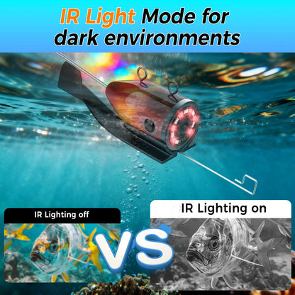 ESANHAO Underwater Fishing Camera 7" LCD Monitor Portable Fish Camera with Light 12pcs & 100ft/30m Cable Waterproof IP68 for Ice Fishing, Lake Sea Boat Kayak Fishing