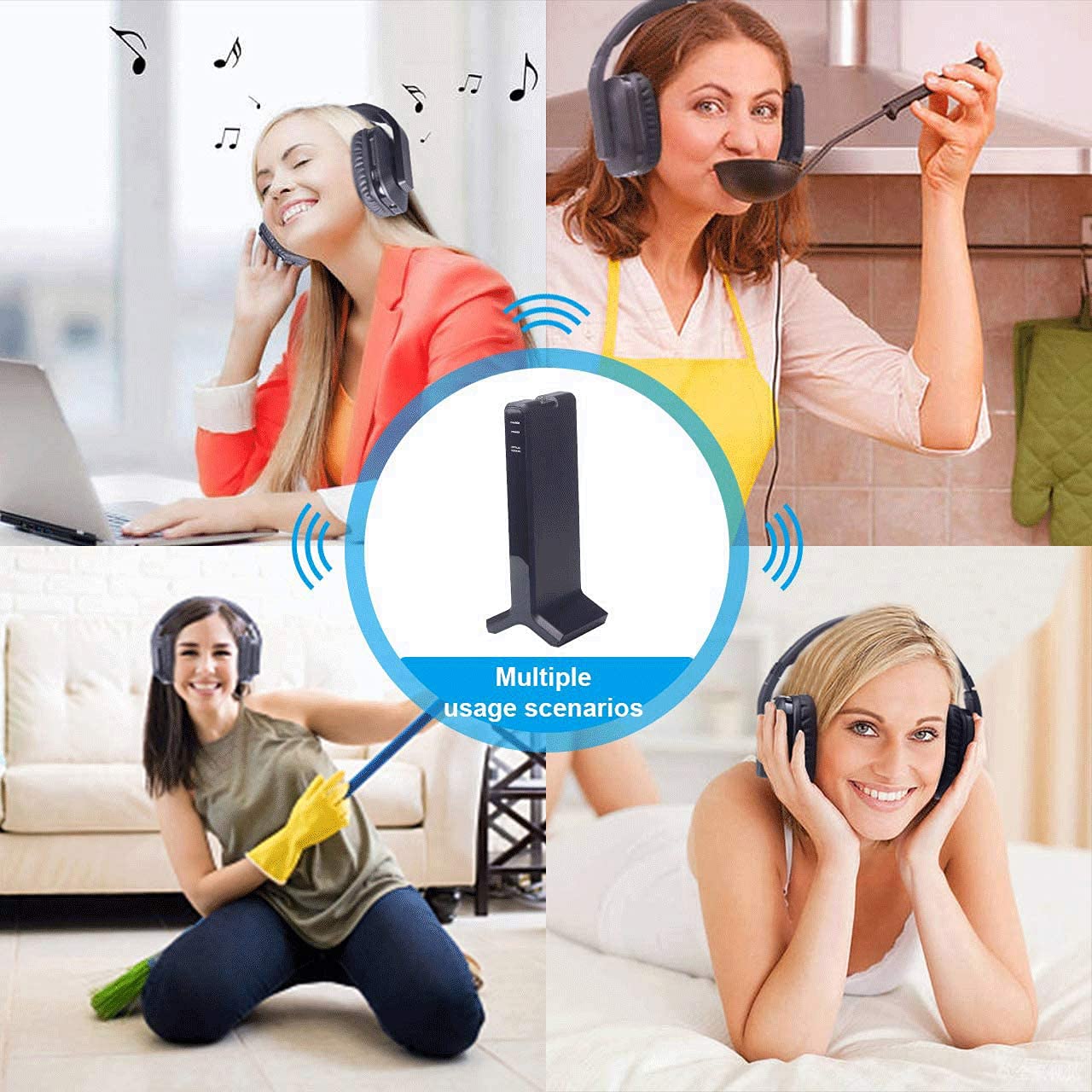 Wireless Headphones for Smart TV Watching with Transmitter Charging Dock, Digital Optical System, High Volume Headset Ideal for Seniors/Hearing Impaired, 100 Foot Wireless Range No Audio Delay