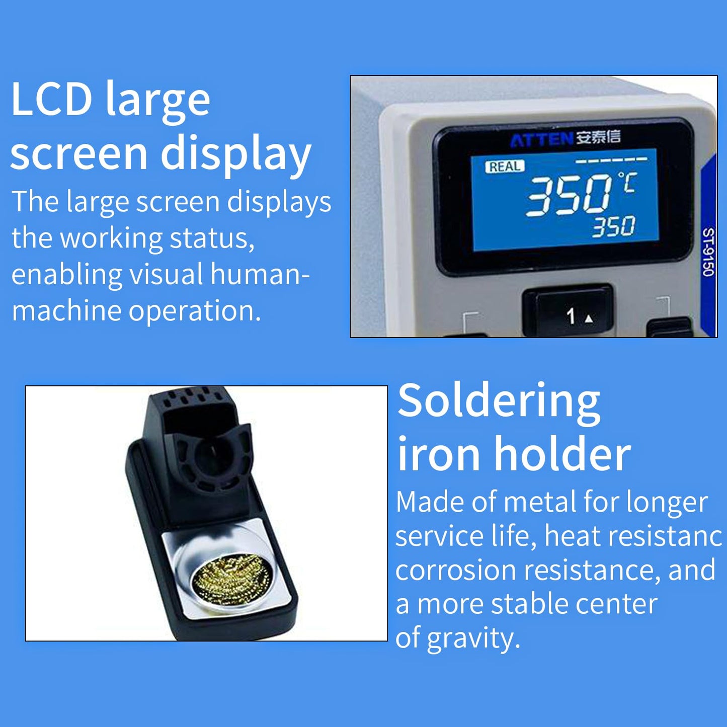 ATTEN ST-965 Soldering Station, Digital Display Welding Station, Equipped with Automatic Sleep Function and ℃/℉ Switching, Suitable for Mobile Phone Chip and Electronic Repair. 110V 65W