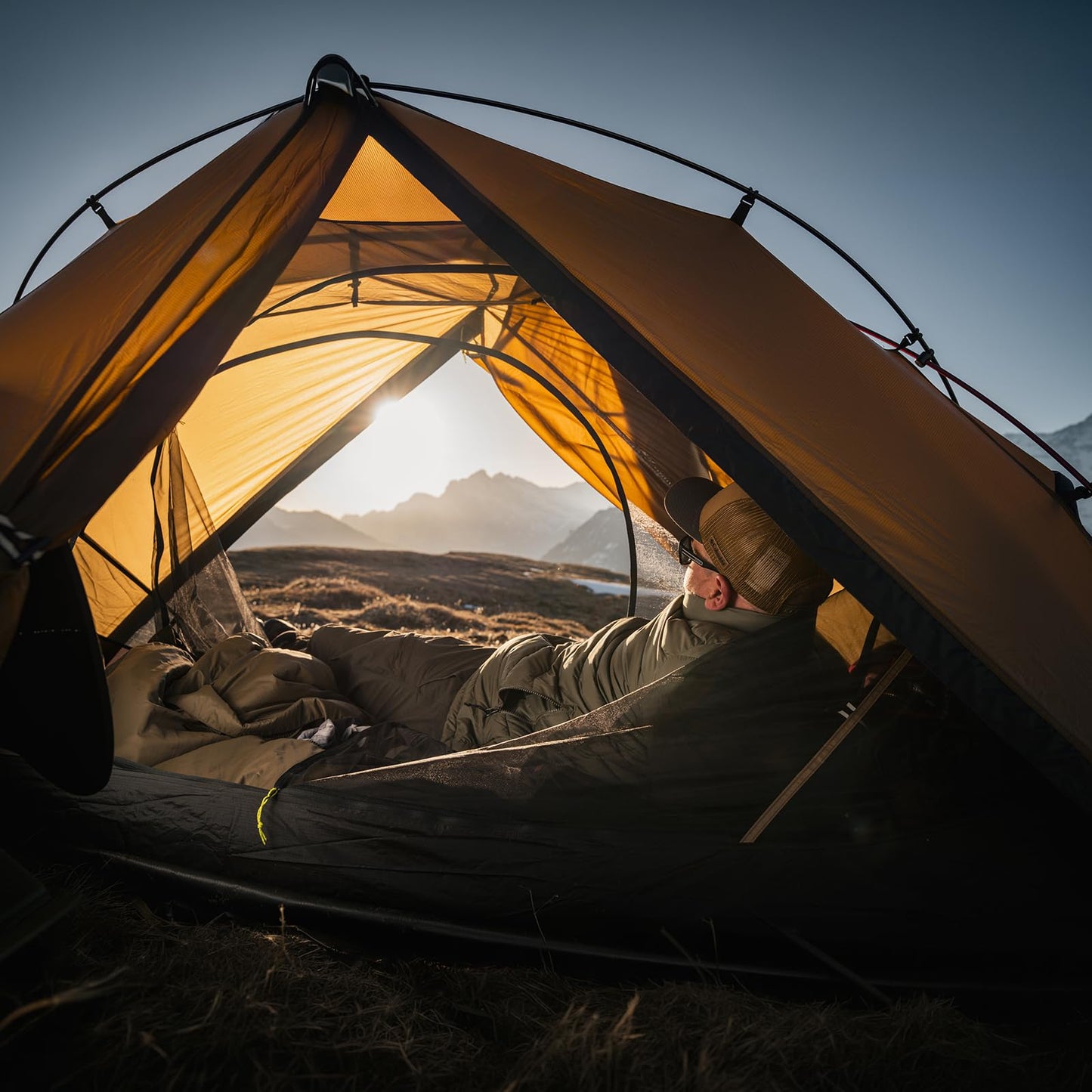 Night Cat Ultralight Backpacking Tent: Waterproof Lightweight Single People Camping Tent for Outdoor Hiking Trekking with Double Layers Aluminum Poles and Footprint 1 Person Khaki