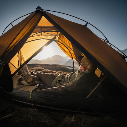 Night Cat Ultralight Backpacking Tent: Waterproof Lightweight Single People Camping Tent for Outdoor Hiking Trekking with Double Layers Aluminum Poles and Footprint 1 Person Khaki