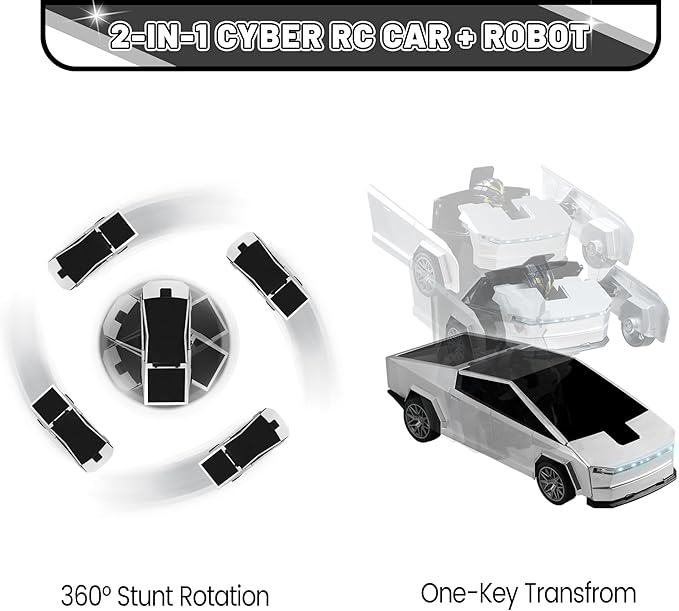 Remote Control Car Cyber-Inspired Transformer Toys Cars 2.4Ghz One-Button Deformation 360° Rotation Drift Rc Car Robot Rc Truck Toys for 4 5 6 7 8+ Years Old Boy Toys