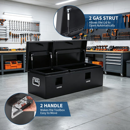Garvee Heavy Duty Steel Truck Bed Tool Box, Truck Tool Box with Side Handle, Waterproof Trailer Storage Tool Box Chest Box Organizer for Pickup, Truck Bed, RV, Trailer