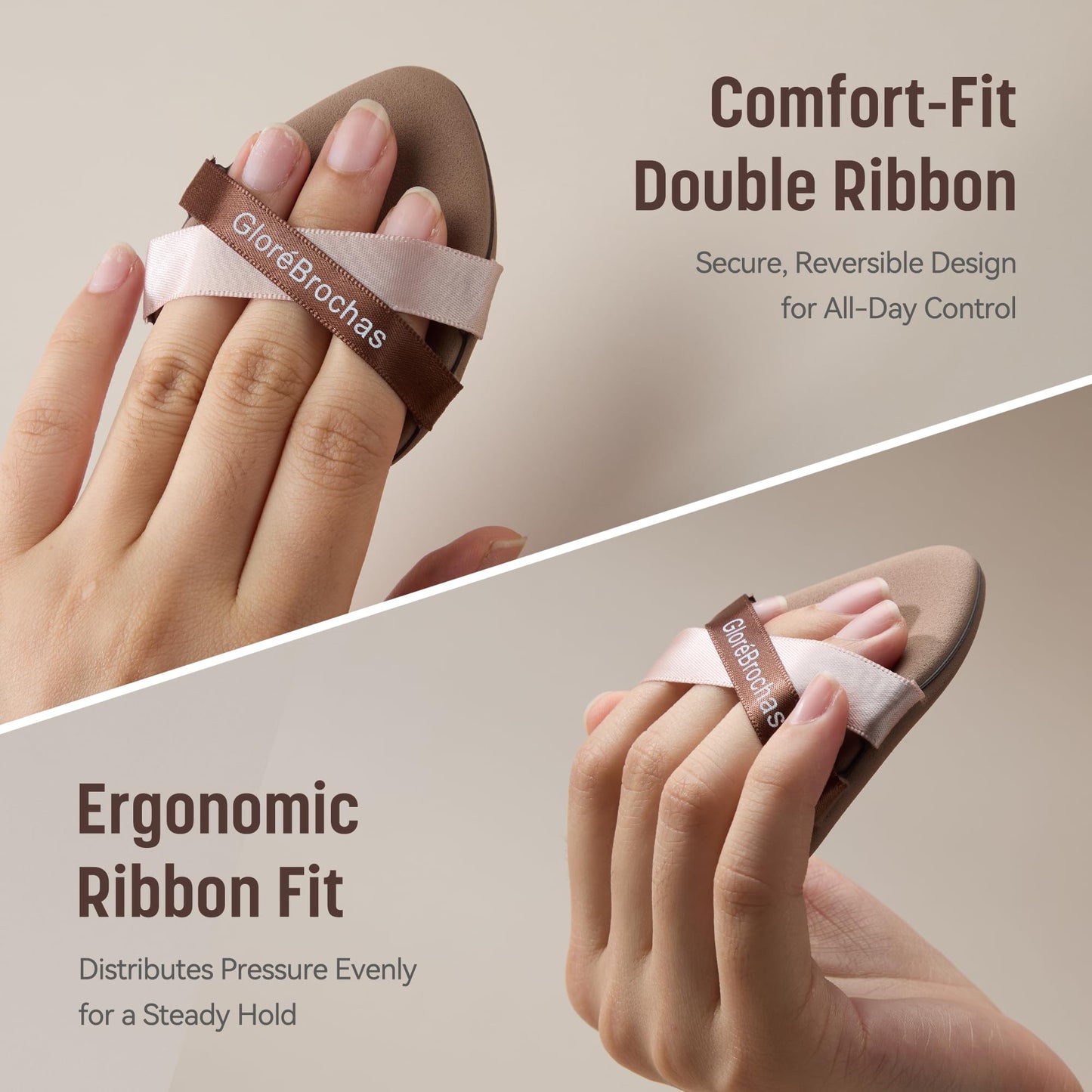 Makeup Sponge Set, GloréBrochas 4PCS Micro Porous Foundation Sponge, Latex-Free PU Makeup Puff, Low Absorption 3.2 Inch Soft Dual-Sided Foundation Puff, Individually Wrapped