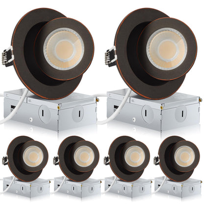 KnLnny Ware Adjustable Eyeball Recessed Light 4 Inch, 9W 750LM, Dimmable, Airtight, Bronze, Model KL2025005Bronze,