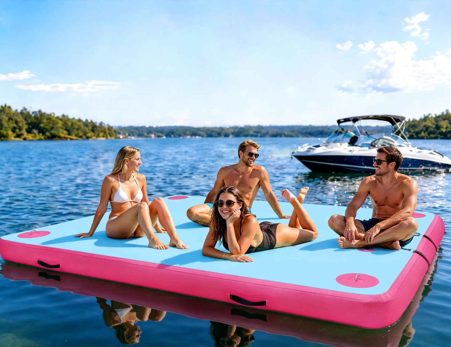 Inflatable Floating Dock for Lakes, Thick and Extra Wide Lake Floats for Adults, Non-Slip Air Dock Platform with Portable Carrying Bag, Floating Platform Island for Pool Beach Ocean