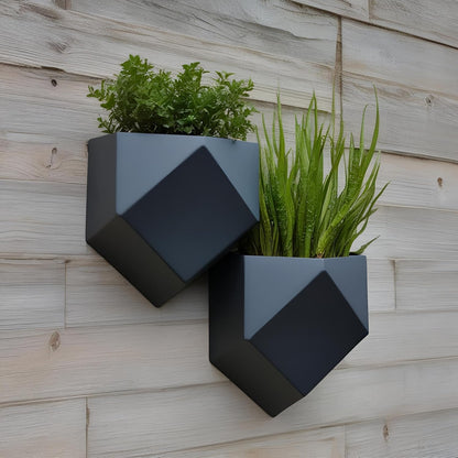Trius Wholesale Collective Vertical Garden Wall Planters – 2-Pack Modern Matte Black Geometric Pots for Indoor Plants, Wall Vase, Indoor and Outdoor Use 6"