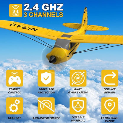 28℃ RC Plane 3 Channel Remote Control Airplane Trainer Sport Cub S2 with Propeller Saver&ampXpilot Stabilization SystemOne-Key U-Turn Easy to Fly for Beginners Kids Adults Yellow (761-14 RTF)