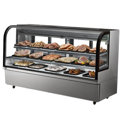 VEVOR Deli Case, 32 Cu.Ft./901L Large Pastry Display Case, 4-Tier Commercial Display Refrigerator with LED Lighting, Downdraft Cooling, Movable with Casters, for Bakery