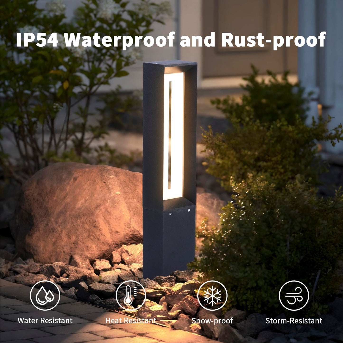 PAKEDANDUN Outdoor Path Light, 31.5" Pathway Walkway Lights Hard Wired, Waterproof Landscape LED Bollard Lighting Yard Lawn Lamp 3000K Ground Lantern Outside for Garden Sidewalk Patio Decoration