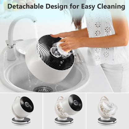 Leavesden Air Circulator Fan 0dB Quiet 15.75 Inch Table Fans for Bedroom, 12 Speeds, 12H Timer, Auto Temperature Control Oscillating Fan Desk Fan with Remote for Home Office Dorm