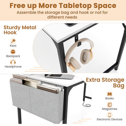 Giantex 10 FT Conference Table with Charging Station, 2 PCS 60" x 24" Rectangular Large Meeting Room Desk with Storage Bag & Hook, Space Saving Seminar Table, Modern Office Computer Desk for 4 People