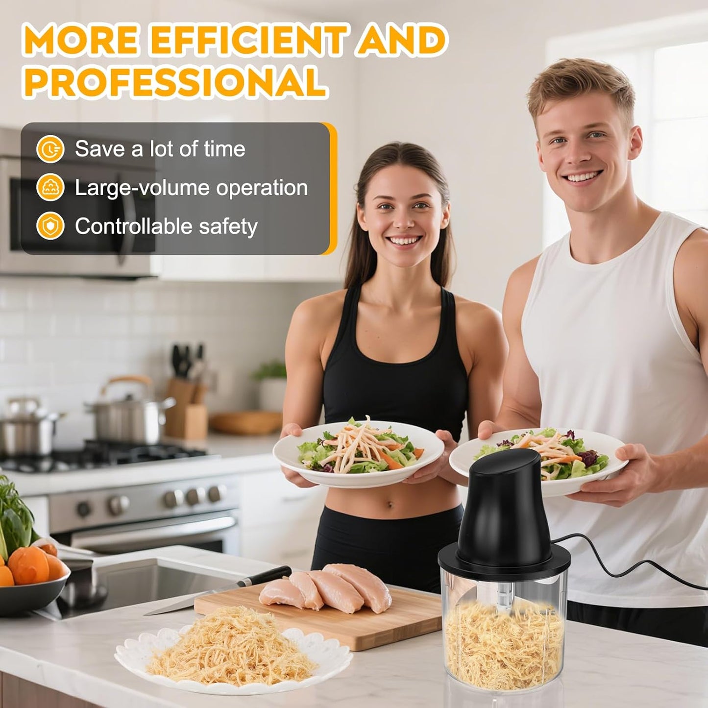 Skiennix Electric Chicken Shredder Tool - 250W Multifunctional Meat Grinder for Chicken, Fruits & Vegetables (Black)