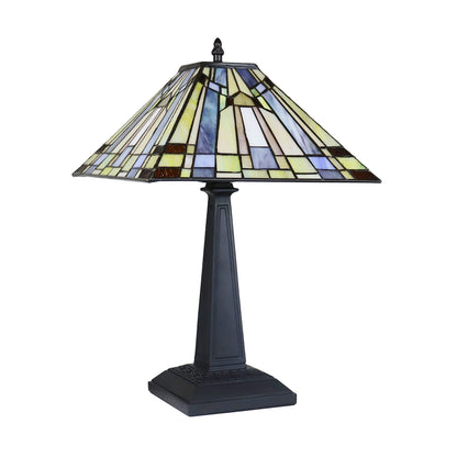 Chloe Lighting Kinsey Tiffany-Style Table Lamp 1 Light 12in Wide Blackish Bronze Multicolor Glass Model CH33293MS12-TL1