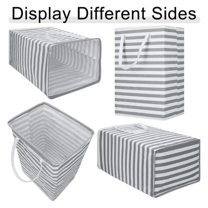 StarHelper Laundry Hamper Large Collapsible Laundry Basket, Freestanding Waterproof Clothes Hamper Storage with Easy Carry Handles for Clothes in Bedroom Bathroom College Dorm for Adults, Gray, 75L