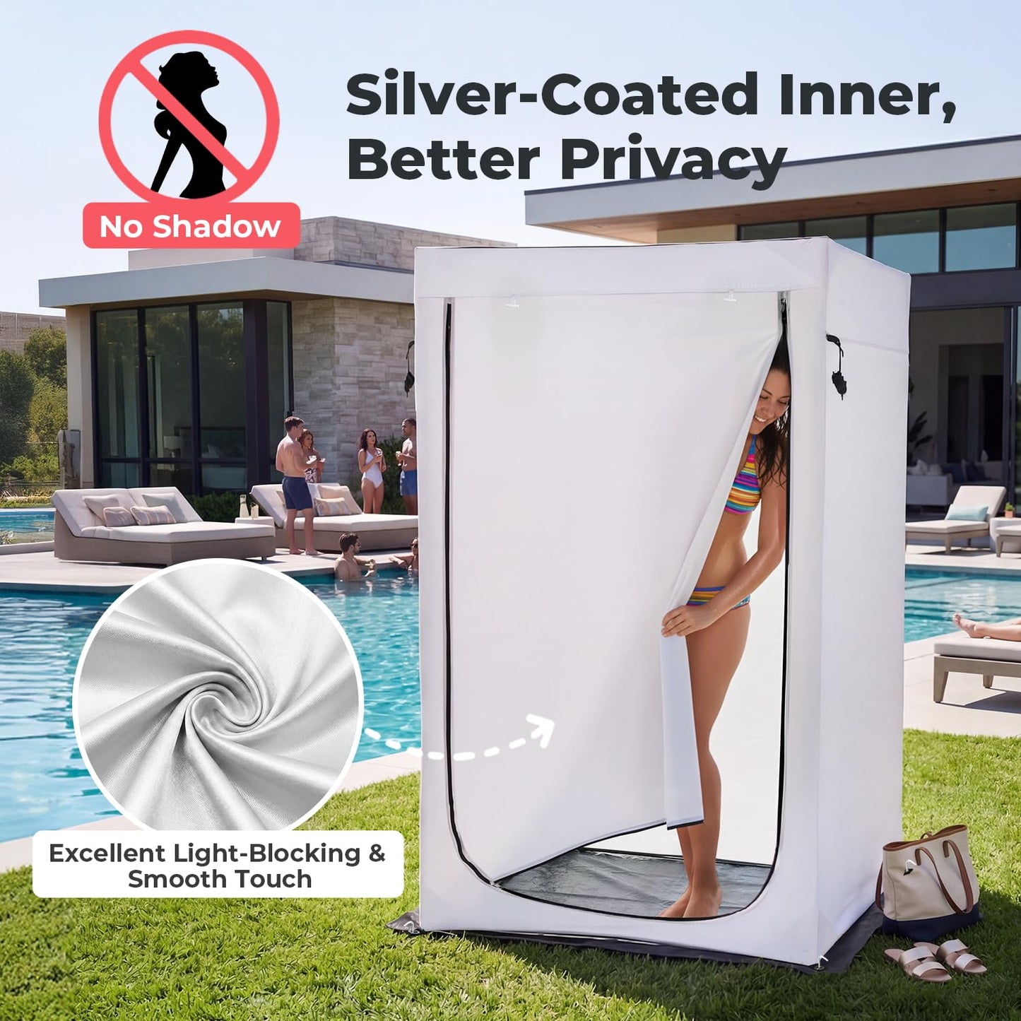 Alvantor® Shower Tent Changing Room Outdoor Shower Enclosure Privacy Shelter Toilet Tent Dressing Shelter Teflon Coating Fabric Multi-Proof Steel Pole for Patio, Garden, Poolside 47"x47"x81"