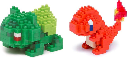 Nanoblock - 2 Sets Bundle - Hitokage and Bulbasaur (Fushigidane) - Adjustable Pokemon Characters (Japan Import)